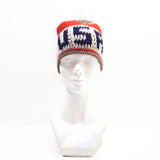 Unisex Handmade 100% Wool Knit Winter Warm USA Beanie Hat Beige/Orange
