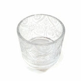 Glass Candle Holder Votive Embellished 3.5"H x 4"D