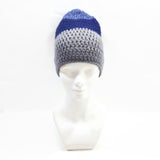 Unisex Handmade 100% Wool Knit Winter Beanie Hat Blue/Gray