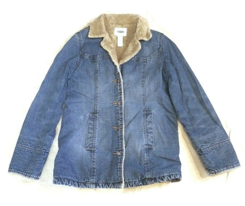 OLD NAVY Women's Jeans Coat  Winter Sherpa-Lined Blue Warm Denim Jacket VTG M