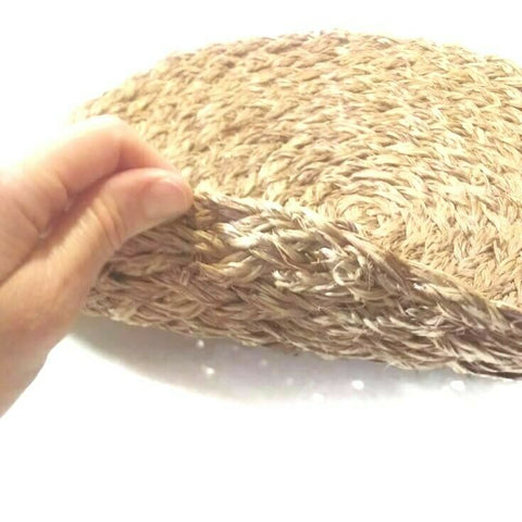 Natural Straw Wicker Woven Placemat Round Braided Tablemat Heat Resistant Mat