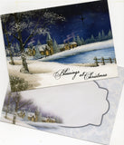 Shiny Silver Snowing Lake "Blessings at Christmas" Greeting Card Art