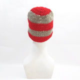 Unisex Handmade 100% Wool Knit Winter Warm USA Beanie Hat Orange/Beige