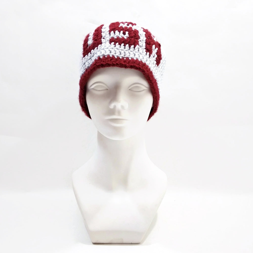 Unisex Handmade 100% Wool Knit Winter Warm USA Beanie Hat Gray/Bordeaux