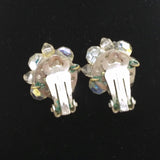 Clips Earring Vintage Clear Stone Floral Flower Clip 1"  Earring Gift for Her