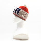 Unisex Handmade 100% Wool Knit Winter Warm USA Beanie Hat Beige/Orange