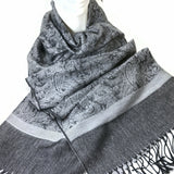 Women's Scarf Soft Silky Shawl Wrap Light Stole Veil in Gray and Black