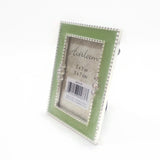 Ornate Jeweled Decorative Picture Photo Frame Home Décor Green/Silver Vintage