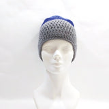 Unisex Handmade 100% Wool Knit Winter Beanie Hat Blue/Gray