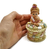 Vintage Precious Moments ”“Growing In Grace" Figurine Baby Girl Holding a Bottle of Milk" Jewelry Box
