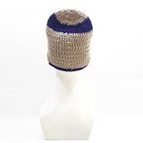 Unisex Handmade 100% Wool Knit Winter Warm USA  Beanie Hat Beige/Blue