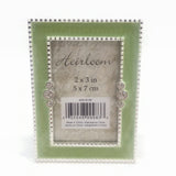 Ornate Jeweled Decorative Picture Photo Frame Home Décor Green/Silver Vintage