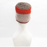 Unisex Handmade 100% Wool Knit Winter Warm USA Beanie Hat Beige/Orange