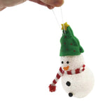 Snowman Christmas Tree Ornament Hanging Décor Holiday Seasons Gift Green Hat VTG