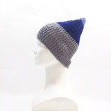 Unisex Handmade 100% Wool Knit Winter Beanie Hat Blue/Gray