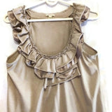 BORDEAUX High-Neck Sleeveless Blouse Ruffles Top Shirt Small