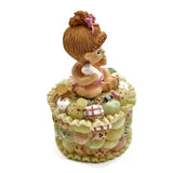 Vintage Precious Moments ”“Growing In Grace" Figurine Baby Girl Holding a Bottle of Milk" Jewelry Box