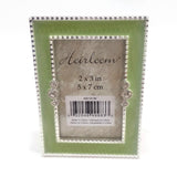 Ornate Jeweled Decorative Picture Photo Frame Home Décor Green/Silver Vintage