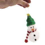 Snowman Christmas Tree Ornament Hanging Décor Holiday Seasons Gift Green Hat VTG
