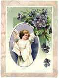 Vintage Christmas Angle Holiday Seasons Art Greeting Card