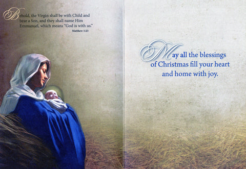 Virgin Marry Holding Baby Jesus Greeting Card "God is With Us" Matthew 1:23