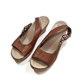 Crocs Women's Fashion  Wedges Slide Sandal Platform Cocoa Brown Leather Size 10