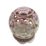 Burner for Cones and Candle Holder - Soapstone Carved Tea-Light Ball - Flowers