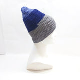 Unisex Handmade 100% Wool Knit Winter Beanie Hat Blue/Gray