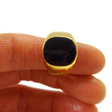 Unisex Ring Black Stone Gold Tone Color for Woman & Men Size 9