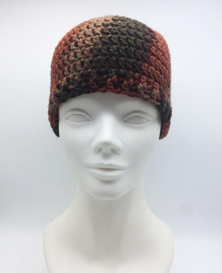 Women's Handmade 100% Wool Knit Winter Beanie Hat Bordeaux/Brown