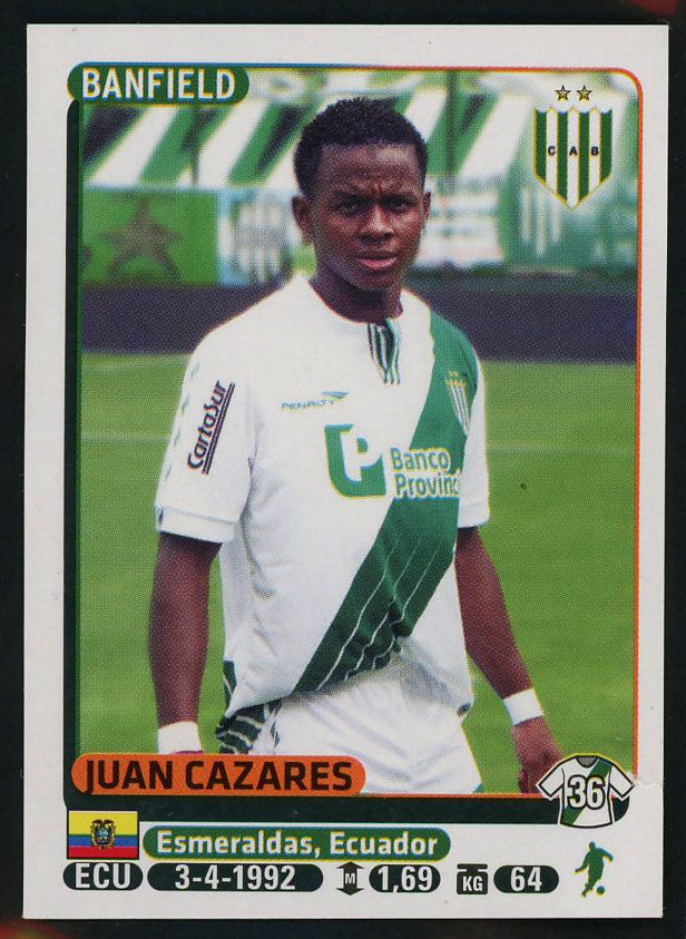 Juan Cazares Club Atletico Banfield #72 Soccer Sport Card Panini