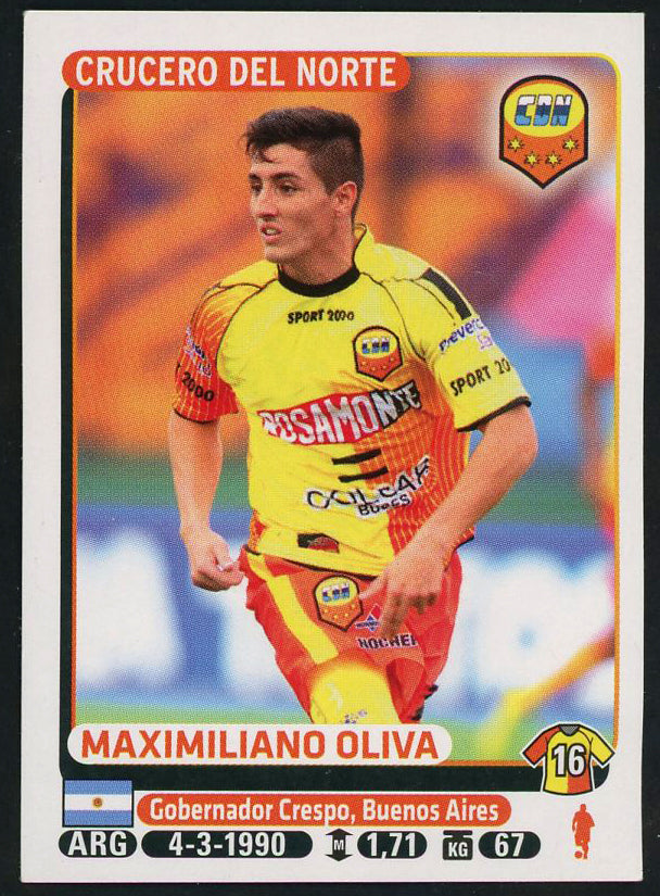 Maximiliano Oliva Crucero del Norte Argentine #128 Soccer Sport Card Panini