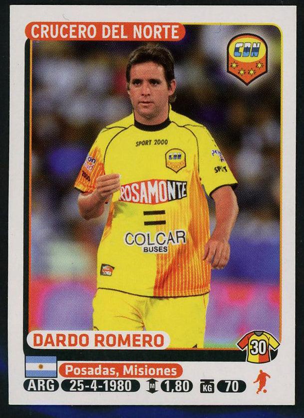 Dardo Romero Crucero del Norte Argentine #133 Soccer Sport Card Panini