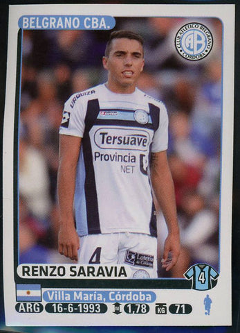 Renzo Saravia Belgrano CBA Argentine #85 Soccer Sport Card Panini