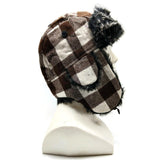 Bomber Trapper Aviator Hat Unisex with Earflaps Brown White