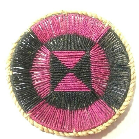 Basket Wall Décor Woven Round Tray Coiled Handmade Straw Bohemian Fruit Display