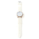 Unisex Bracelet Watch With White Soft Flexible Silicone Band Wristwatch Goldtone