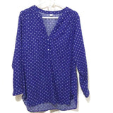 Old Navy V-Neck Lightweight Popover Tunic for Women Navy White Dots Large
