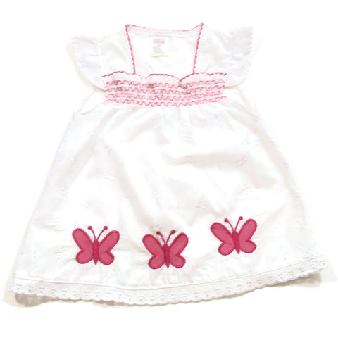 Girls White Sleeveless Dress Shirt Embroidered Toddler Summer Butterfly Top 4T