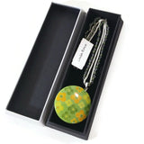 Laila Rowe Floral Pendant Necklace Silver Tone Jewelry Green/Yellow Trinket Gift