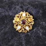 Women's Brooch Jewelry Gold-Tone Stones Trinket Lapel Dress Pin Gift for Her VTG