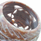 Burner for Incense Cones and Candle Holder Soapstone Carved T-Lite Ball Flowers