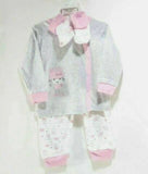 Baby Girl Long Sleeves Outfit 6-9 Months 3 Pieces Suit W/shoes Pink and Gray