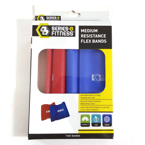 Resistance Flex Bands Medium Two Bands in One Package Red/Blue Fitness Work Out