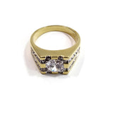Men's Gold Tone Ring W/ Simulated Diamonds Beautiful Jewelry Jewel Gift for Him