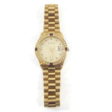 Unisex Gold Color & Red W/Simulated Diamonds Bracelet Analog Wrist Watch