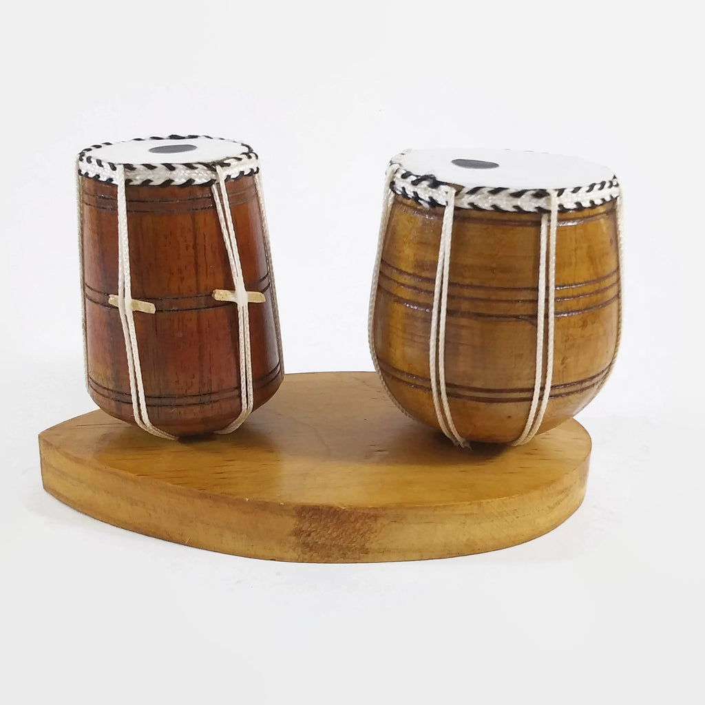 Indian Handicraft Miniature Eastern Musical Instrument Wooden Tabla & Bhaya Vint