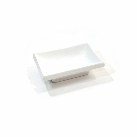 Sushi Dish Dipping Sauce White Ceramic Rectangular 3 Pieces NEW