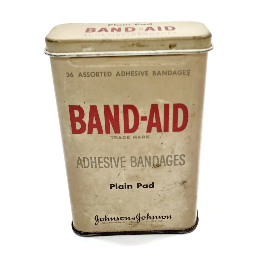 Rare Antique Vintage Band Aid Tin Metal Box Adhesive Bandages Johnson & Johnson