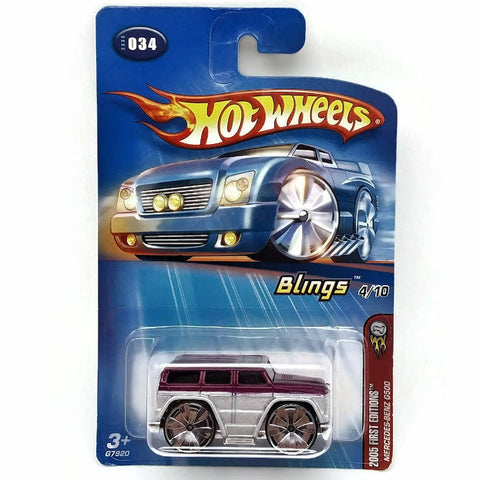 Hot Wheels 2005 First Editions, Mercedes-Benz G500, Blings 4/10 #034, Gray/Purpl
